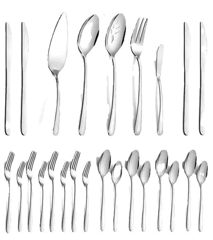 65 Pcs Silverware Set with Serving Set for 12, Stainless Steel Flatware Cutlery Set Contains 5 Pcs Serving Set, for Home