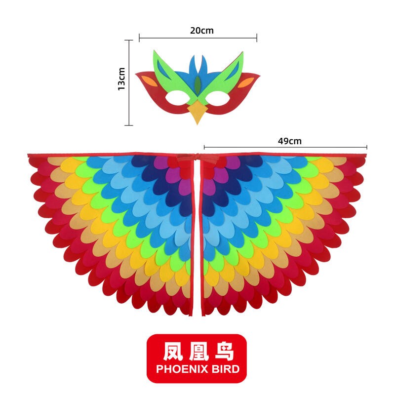 Bird Cosplay Costume Stage Performance Owl Peacock Wings Bird Felt Cape with Mask for Girls Boys Halloween Party Cloak