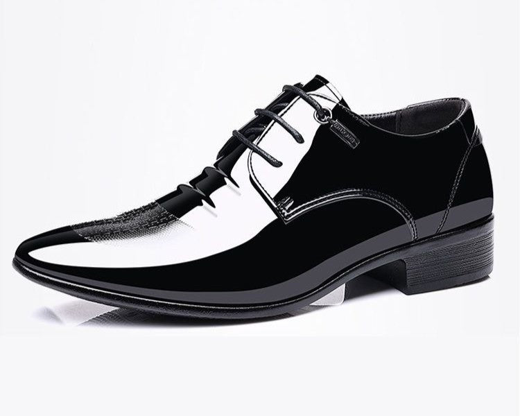 Sapatos Sociais Masculinos de Amarrar em Couro Envernizado Preto Bico Fino Estilo 2025 Preço Baixo Luxo Designer Escritório Terno 39 Masculino
