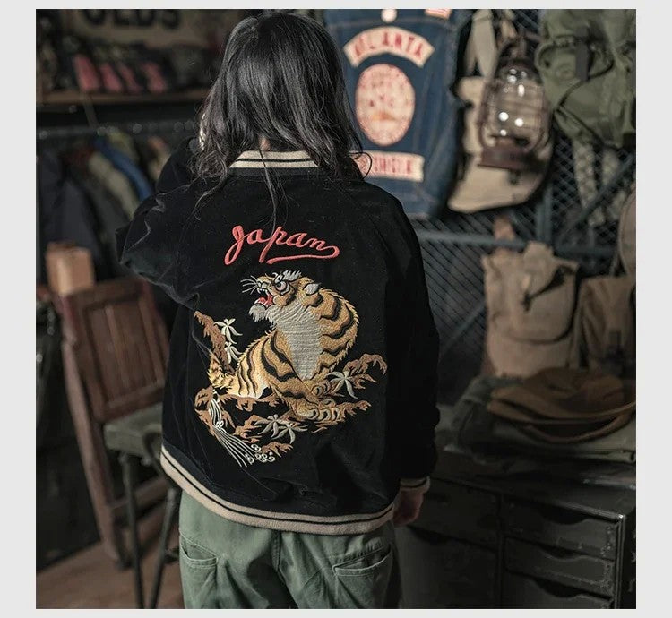 Non Stock Suka Reversible Souvenir Jacket Embroidered Sukajan Baseball Outerwear