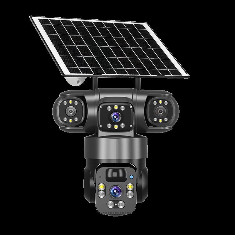 WiFi Solar Camera Three Lenses Outdoor 15MP 8K HD Low Power Battery IP Camera PIR Night Vision V380 Pro CCTV Security Protection