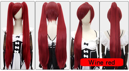 HSIU 80Cm Long Staight Ponytail Clip Cosplay Wig high temperature fiber Synthetic Wigs Anime Party Ponytail Party wigs 14 color