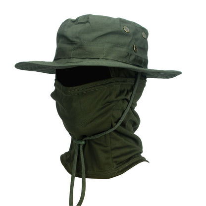Conjunto 2 Peças Balaclava Chapéu de Aba Larga Conjunto Misto Chapéu Boonie Masculino Proteção Solar Caminhada Acampamento Pesca Chapéu de Sol Pescador