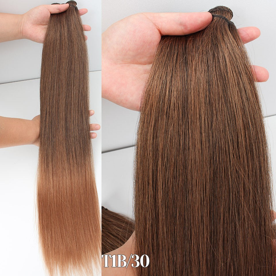 Cabelo Sintético Russo Liso de 65cm 200g, Extensões de Cabelo de Fibra com Bio Proteína Resistente ao Calor, Rabo de Cavalo para Cosplay