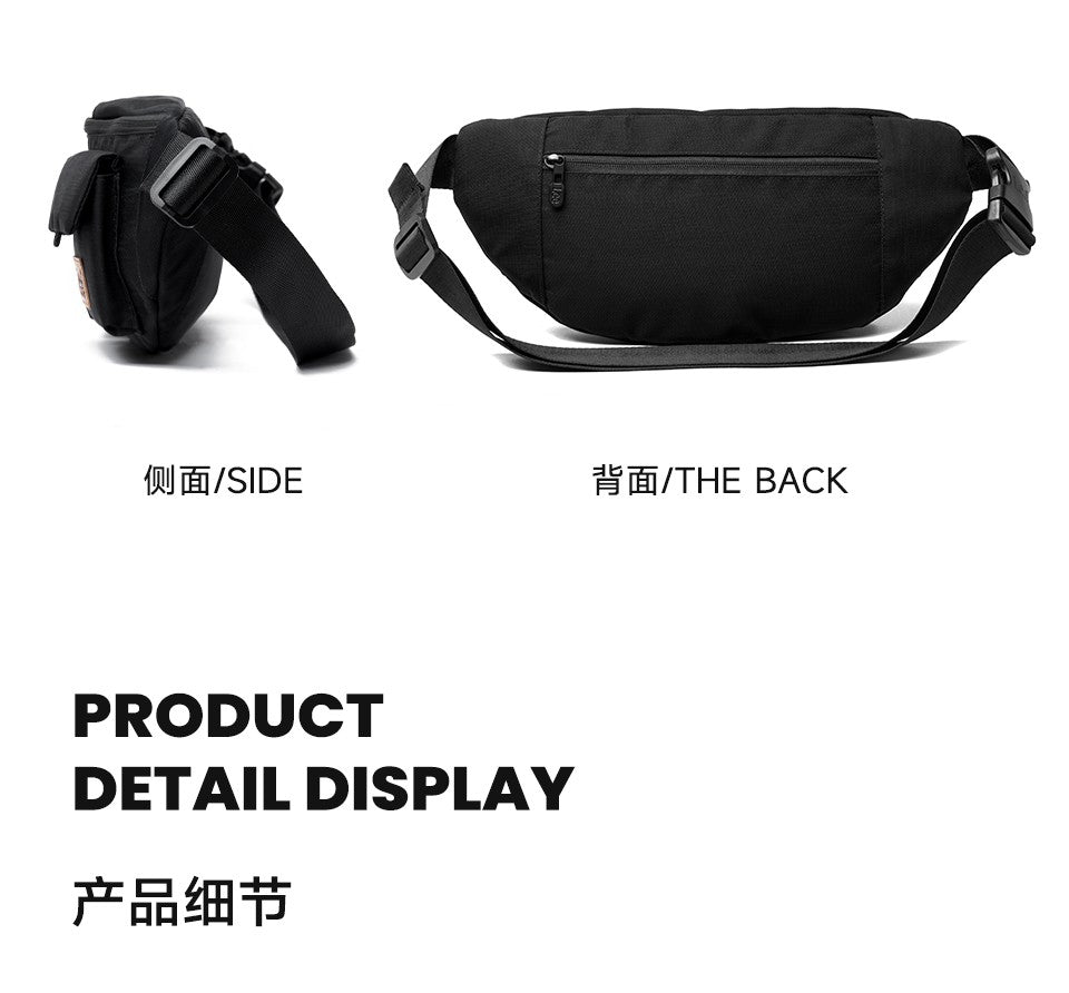 LEE Original Black Fashion Fanny Pack Women Men Korea Style Waterproof Nylon Crossbody Chest Bag Sport Phone Shoulder Waist Bag