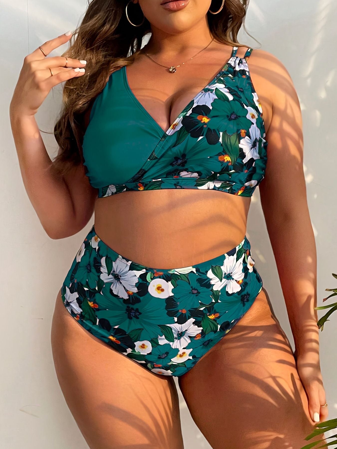 2025 Patchwork 2 Piece Plus Size Bikini Set Women Large Big Swimsuit High Waist Lady Swimwear Beach Chubby Curvy Bathing Suit