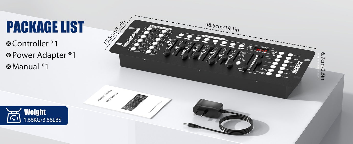 Somspot 192 DMX Controller DJ Equipment DMX 512 Grand Console Stage Lighting Controller For Par Light Moving Head Clubs Concerts