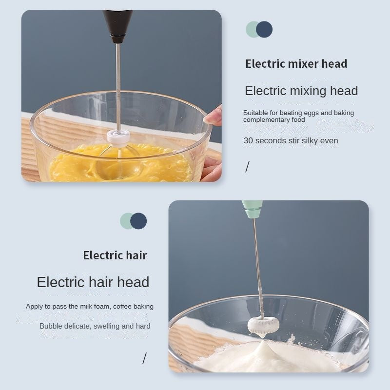 Máquina de café elétrica, espumador de leite portátil, batedor de ovos, batedeira de creme para bolo e geleia recarregável de 3 velocidades, liquidificador de cozinha