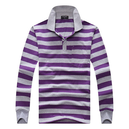 Cotton Polos Men Long Sleeve Mens Polo Shirt Spring Autumn Striped Male Polo Dress Classic Business 2018 Father Gift Drop Ship