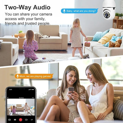 E27 Bulb Surveillance Outdoor Security Camera Automatic Night Vision Color Indoor Motion Detection Focus Zoom WiFi Camera