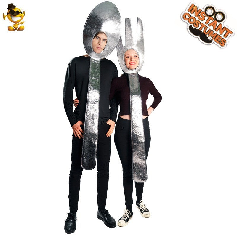 Funny Men's and Women's Tableware Costumes Halloween Couple Makeup Dance Party Stage Performance Costumes Cosplay Costumes
