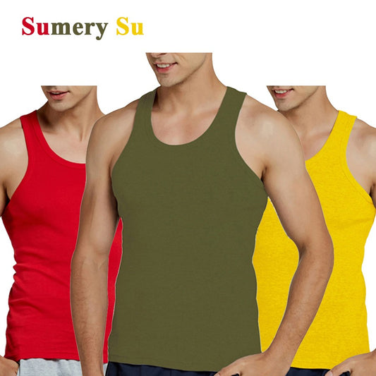 Tank Tops Men 2025 Summer 100% Cotton Cool Fitness Vest Sleeveless Tops Gym Slim Colorful Casual Undershirt Male 7 Colors 1PCS
