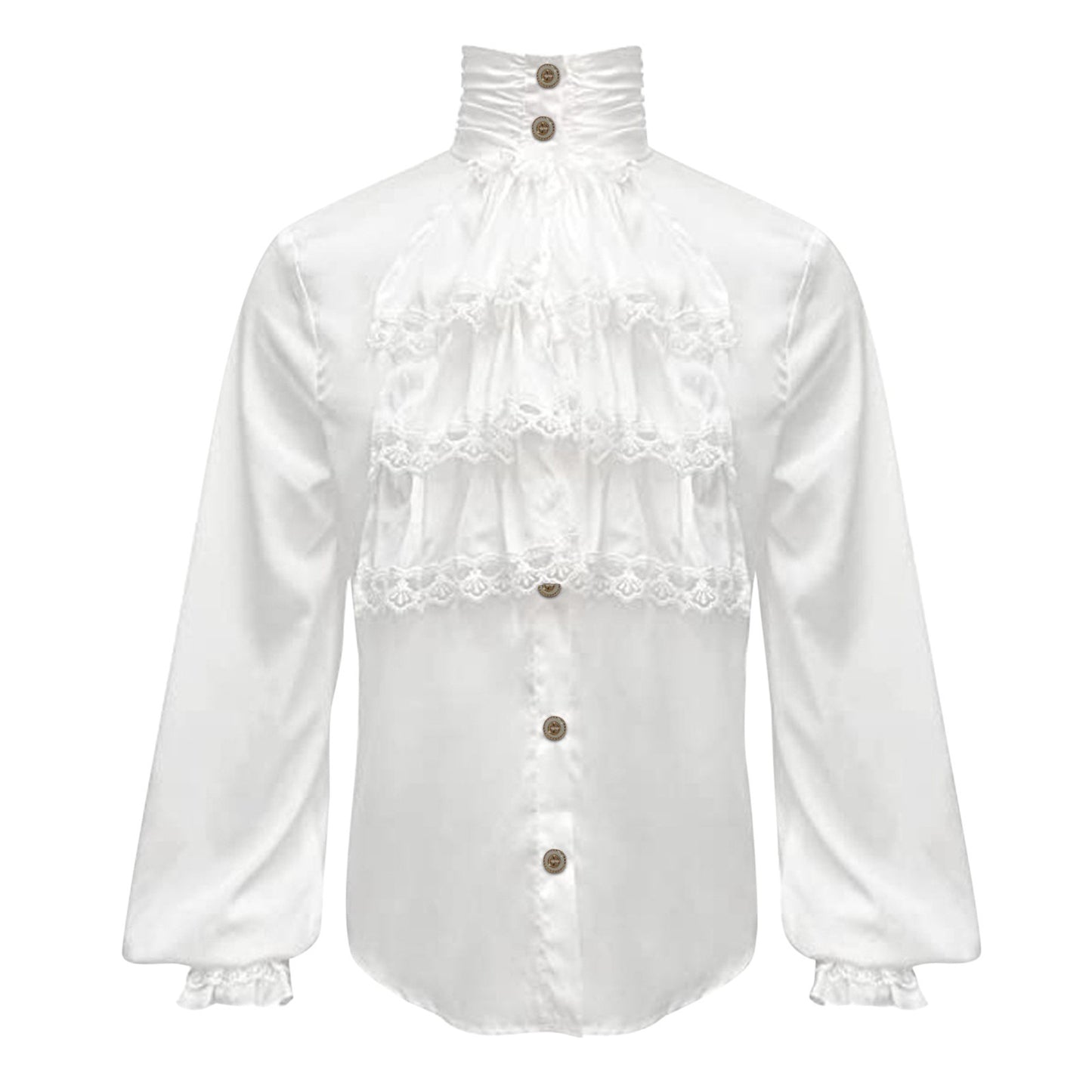 Men Steampunk Shirt Vintage Prince Medieval Renaissance Blouse Male White Black Turtleneck Tops Victorian Cosplay Costumes
