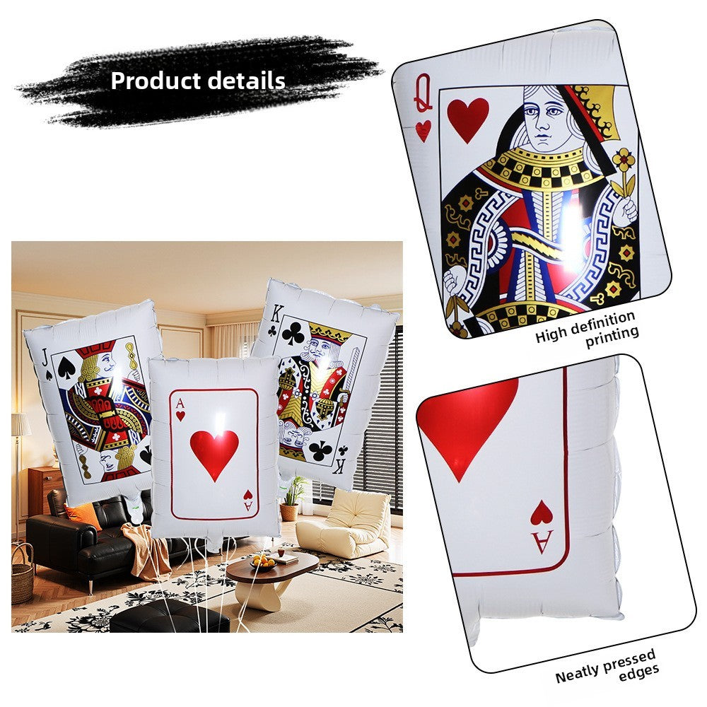 10Pcs Poker Cards Casino Balloon Aluminum Foil Balloons Wedding Christmas Party Shower Birthday Decoration Heart Club