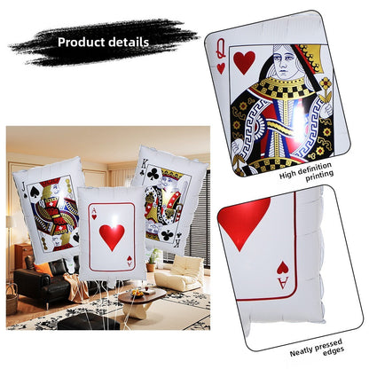 10Pcs Poker Cards Casino Balloon Aluminum Foil Balloons Wedding Christmas Party Shower Birthday Decoration Heart Club
