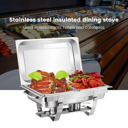 2 Packs Chafing Dish Buffet Set Stainless Steel 2 Grid8 Qt. Foldable Rectangular Warmer 2 Half Size Food Pans for Parties Even