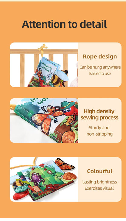 Baby Cloth Book Baby Toys 0-3 Year Old Infant Early Education Toys 6 Pages Cloth Book