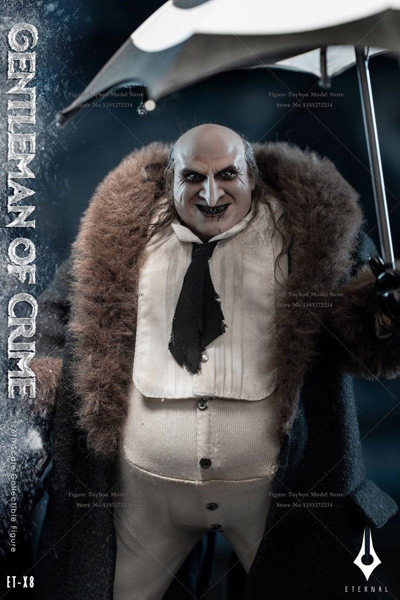 Boneco Articulado Colecionável Eternal Toy ETX8 1/6 Comics Villain Gentleman of Crime Pinguim Jazz Conjunto Completo 12'' com Traje e Guarda-Chuva