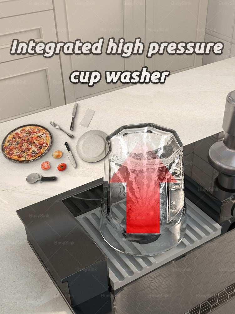 Stainless Steel Waterfall Kitchen Sink Digital Display Faucet Set Embossed Extra Large Single Slot Multiple Types of sinks