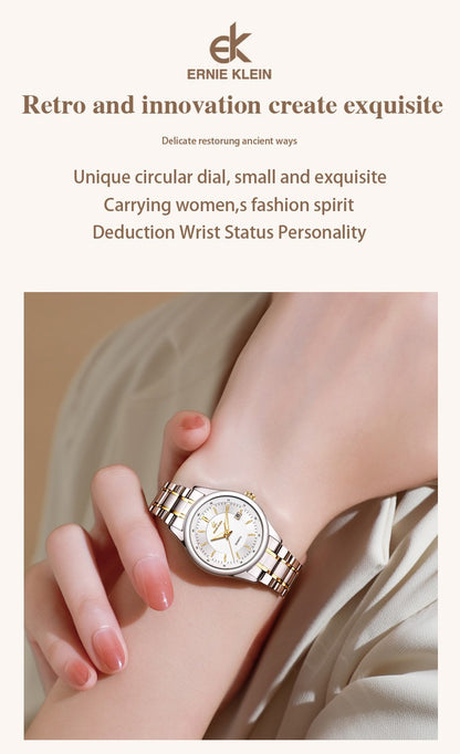 ERNIE KLEIN Women‘s Watches Simple Luxury Fashion Elegant Female Wristwatch Waterproof Luminous Date Exquisite Gift for Girl