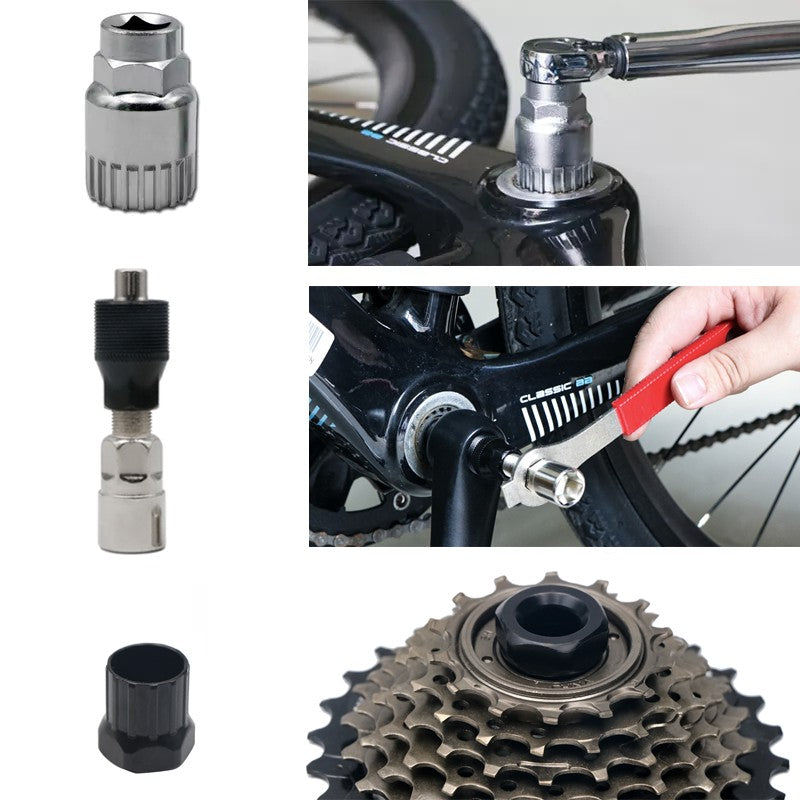 Conjunto de Ferramentas para Reparo de Bicicleta Quebrador de Corrente Extrator de Pedivela MTB Régua Medidora de Corrente de Bicicleta Removedor de Cassete Ferramentas de Reparo para Ciclismo ao Ar Livre