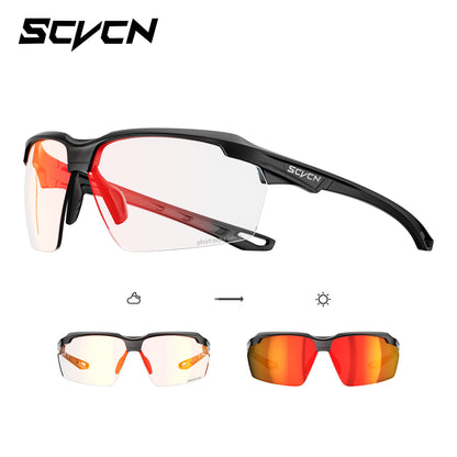 SCVCN Photochromic Cycling Sunglasses Bike Glasses Mountain Bicycle Hiking Golf UV400 Sports Glasses for Men Women Baseball