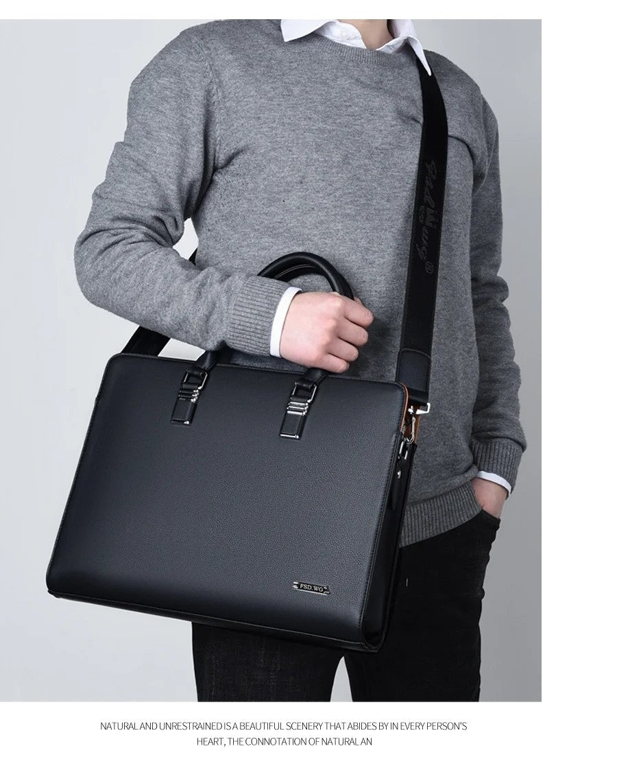MOTAORA Genuine Leather Laptop Bag Men 14-15.6 Inch Business Briefcase Work Messenger Bag for MacBook HP Dell Acer