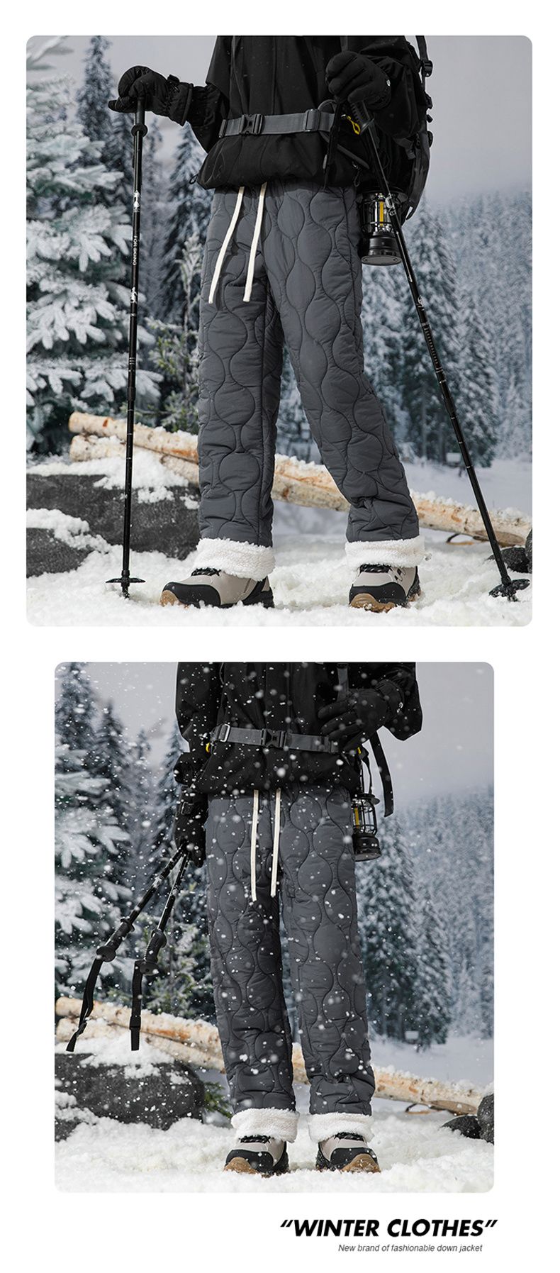 Calça de Inverno Masculina Impermeável de Esqui, Quente, em Lã Grossa e Reta, de Algodão, Calça Feminina Casual Acolchoada à Prova de Frio
