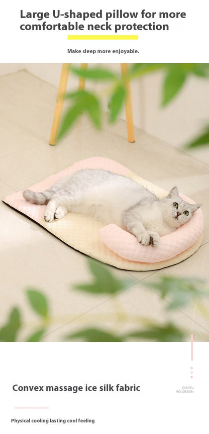 Tapete Gela Pet, Almofada de Seda Macia para Pet, Feito de Tecido Fresco de Grande Porte com Textura Delicada e Superfície Lisa, Adequado para Uso no Verão