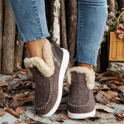 2024 Hot Sale Women Shoes Sleeve Women's Boots Winter Round Toe Plush Fleece for Warmth Short Barrel Flat Large Size Snow Boots