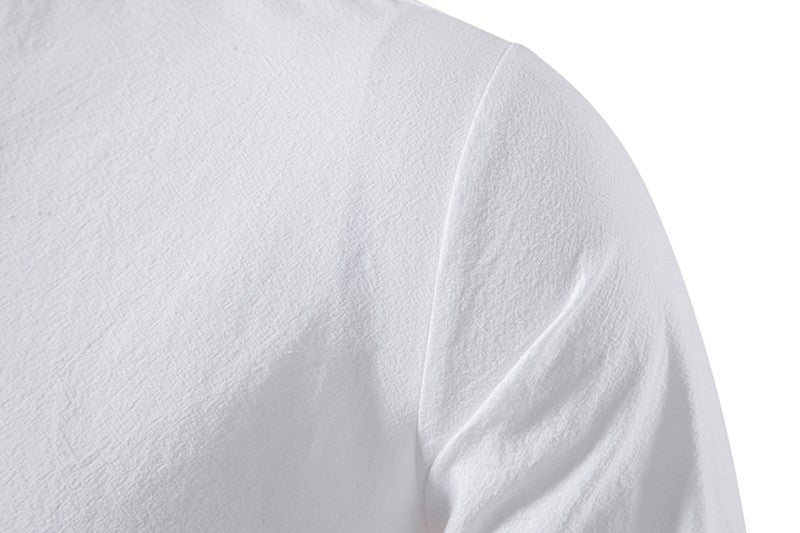 King Billion Men's Shirts Casual Men Cotton Linen Long Sleeve T-shirt Spring Autumn Vintage Shirt US Size Drawstring Neck