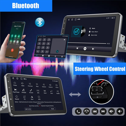 ESSGOO 10.1 Inch 4+64GB Rotatable IPS Touchscreen Single 1 DIN Car Stereo Wireless Apple Carplay Android Auto FM Bluetooth GPS