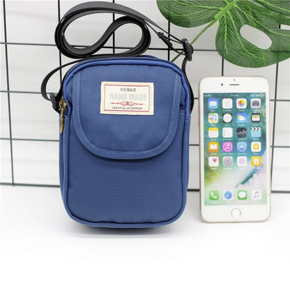 Simple men's crossbody bag in solid color  multi-layer zipper nylon single shoulder mobile phone bag  daily wallet replacement