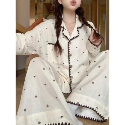 Plus Size Pajamas 2 Pieces Set Y2K Striped Strawberry Print Casual Korean Sweet Soft Women's Pajamas Autumn Winter New Homewear