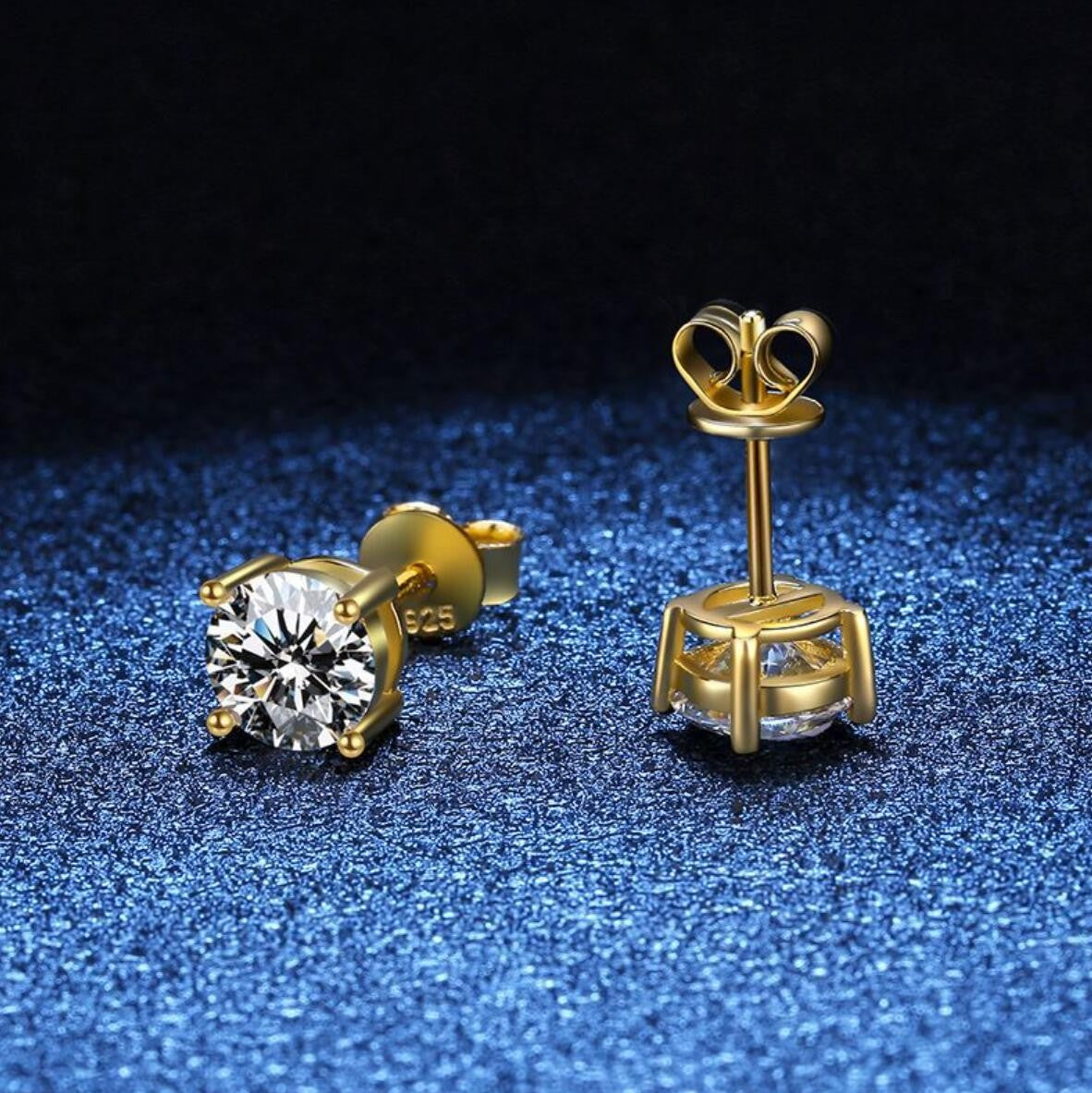Certified Original 925 Silver Gold Stud Earrings for Women Men 3.5mm 4mm 5mm 6mm 6.5mm Moissanite 4 Claw Earring Fine Jewelry