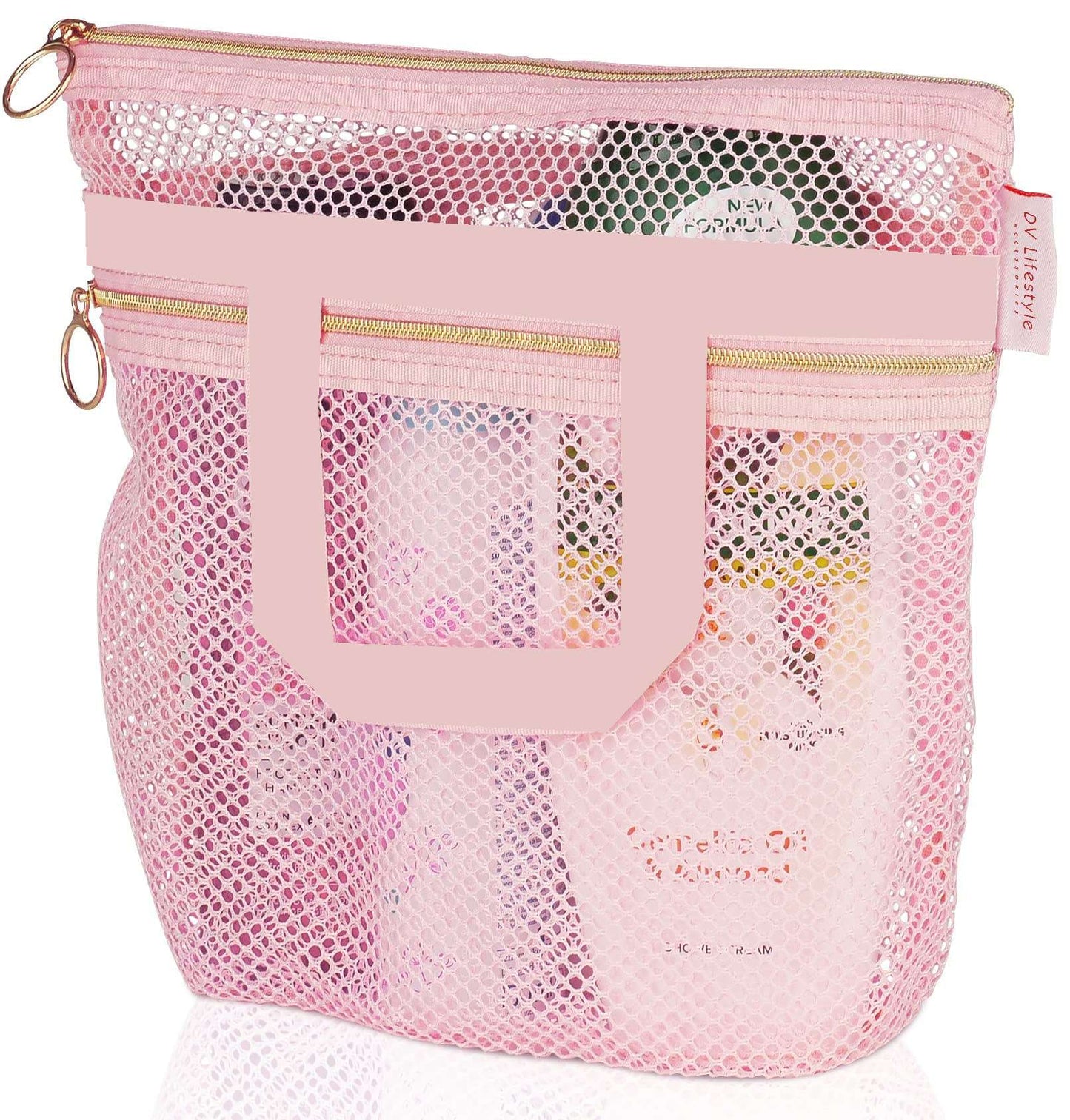 Portable shower handbag, transparent mesh makeup bag, storage bag, travel wash bag, mesh beach bag