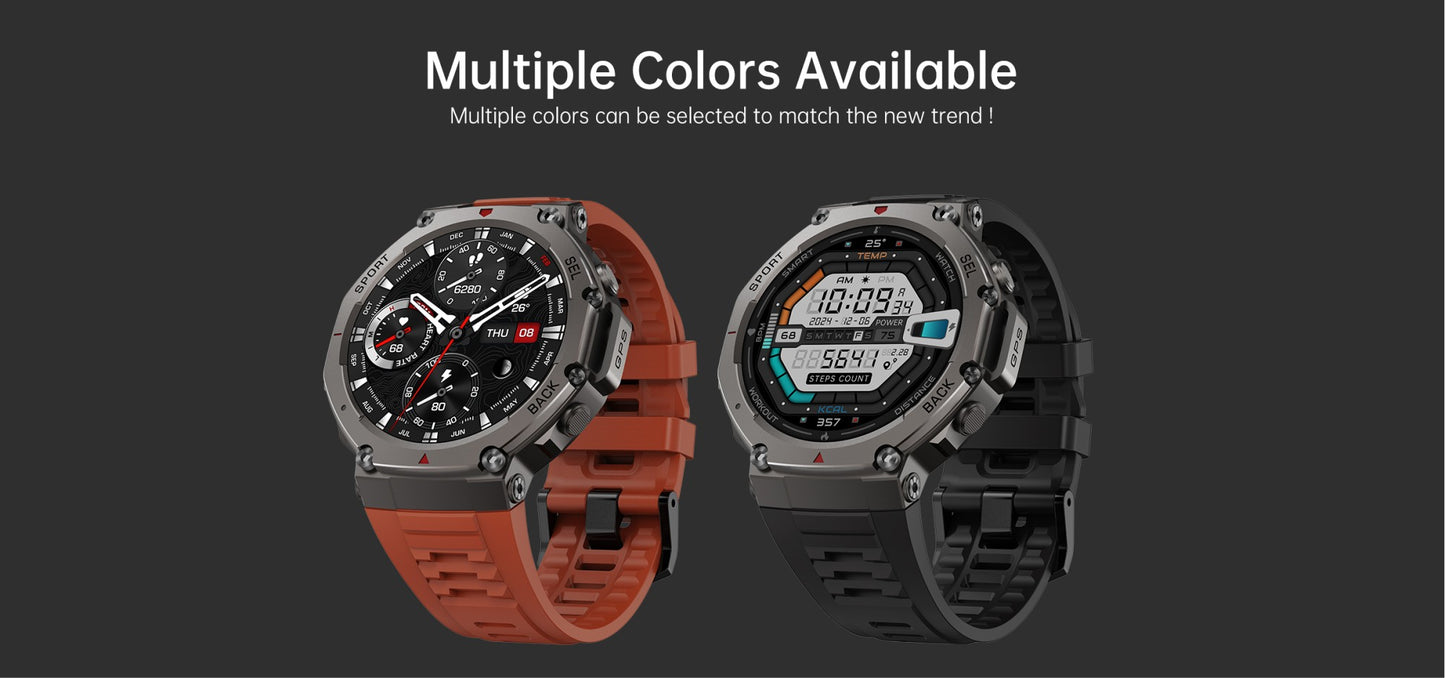 2025 New Military Bluetooth Call Smart Watch Built-in GPS Compass Barometric Altimeter 10ATM Waterproof Sports Smartwatches Men