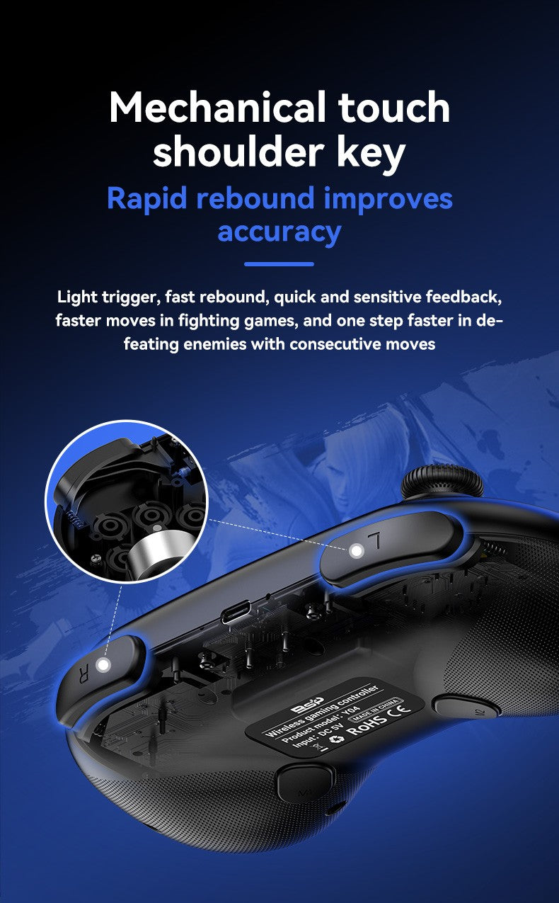 Y04 Game Controller 6-key Fighting Game Controller with Adjustable Height Hall Joystick Supporting PC/IOS/Switch/Android