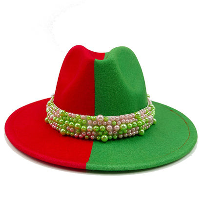 Fedora men's fedora neutral wide brim jazz hat feather belt autumn and winter british vintage panama hat