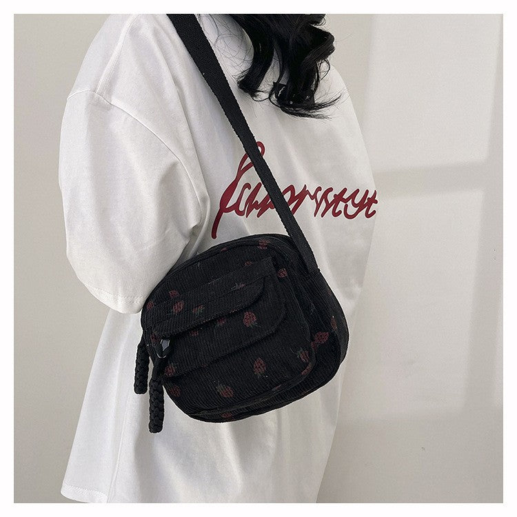 Cute Strawberry Shoulder Bag Casual Zipper Trendy Crossbody Bag Tote Handbag for Women Girls Travel Work Messenger Bag Handbags
