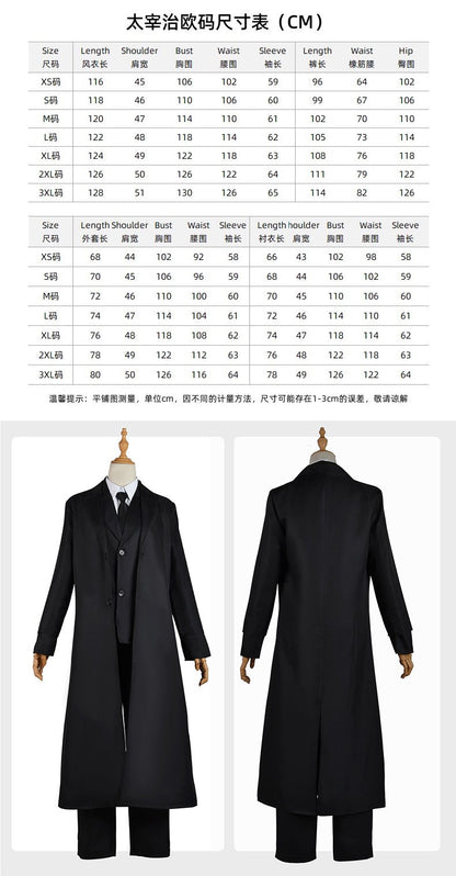 Japanese Anime Detective Agency Cosplay Outfit Black Uniform with wig for Adults for Halloween & Comic Con