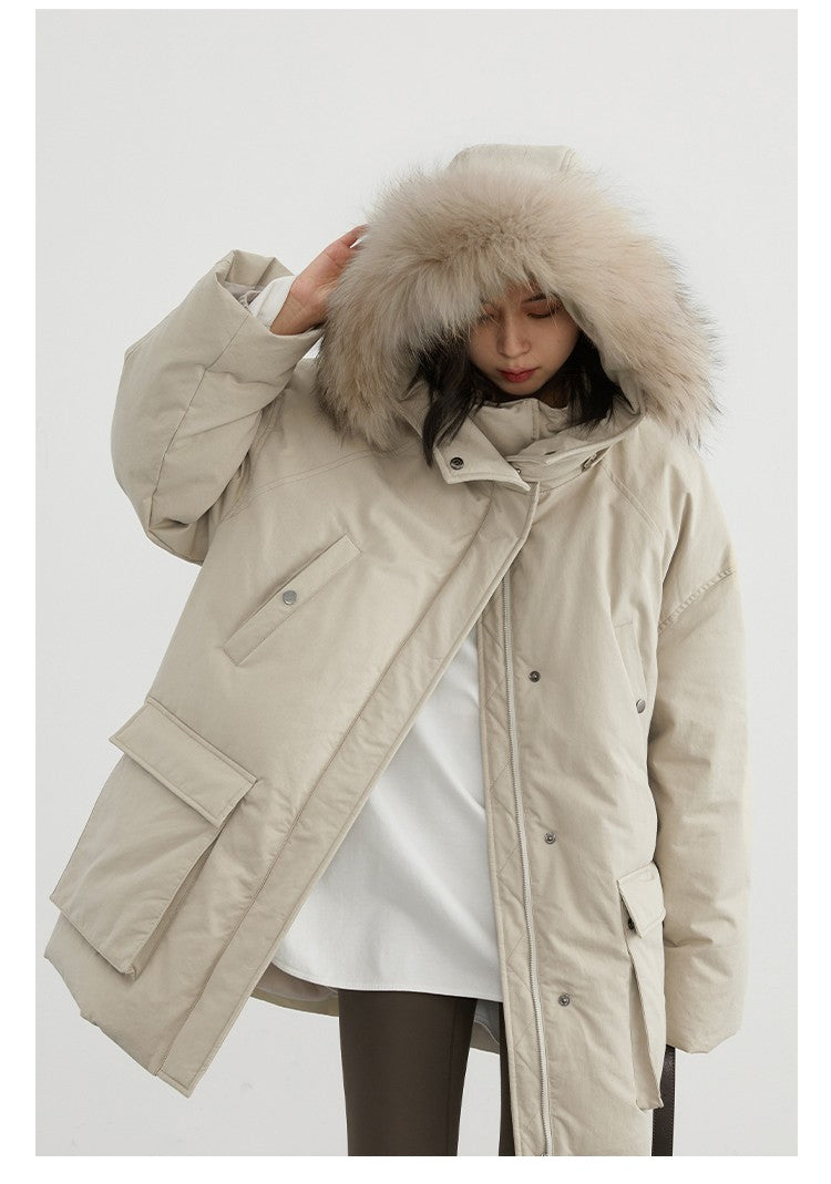 CHIC VEN Women Down Coats Solid Outdoor Loose Casual Down Jacket  Thickened Parka Jackets Female Overcoat Autumn Winter 2023