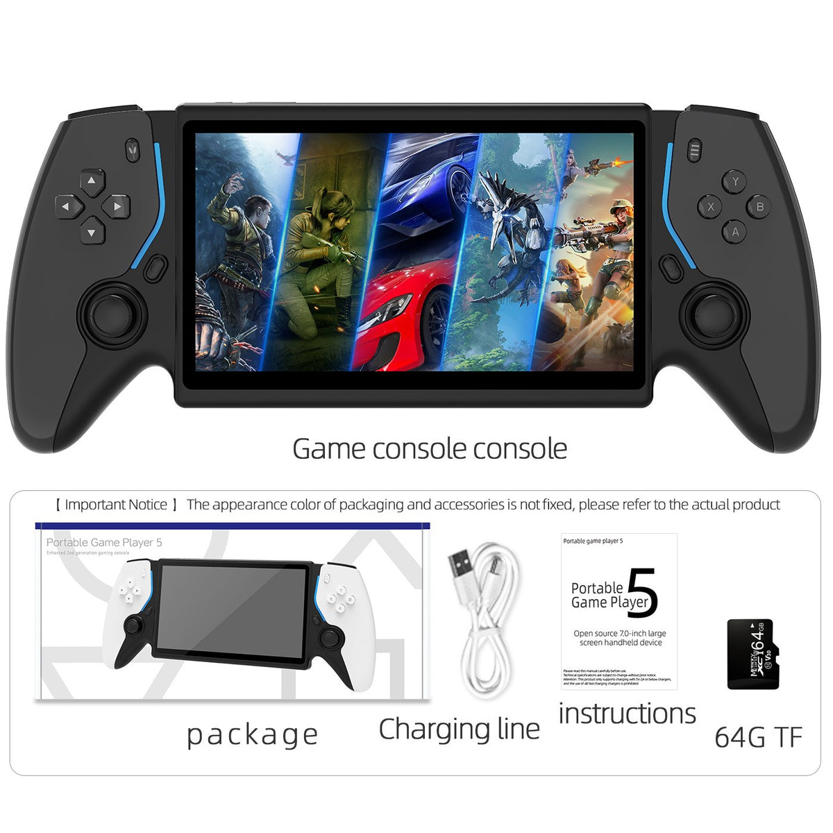 HC8000 Handheld Game Console Multiple Games 30+ Emulators 7.0 Inch Screen Portable Gaming Player Children's Toys Game Console