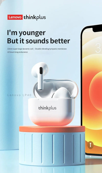 Original Lenovo LP40Pro LP40 LP40II Wireless Bluetooth 5.3 Earphones TWS HiFi Earbuds Sport headset Long Standby with Mic 2025