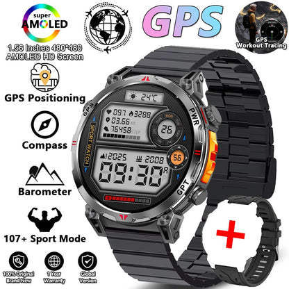 2026 Novo Smartwatch Esportivo Masculino para Áreas Externas com Voz Inteligente GPT GPS Integrado Bússola Barômetro Chamada Bluetooth Natação Impermeável