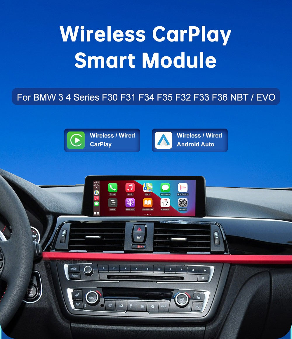 Wireless Android Auto For BMW 3 4 Series F30 F31 F32 F33 F34 F35 F36 CIC NBT EVO 2011-2020 Carplay Interface Mirror Link Airplay