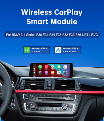 Wireless Android Auto For BMW 3 4 Series F30 F31 F32 F33 F34 F35 F36 CIC NBT EVO 2011-2020 Carplay Interface Mirror Link Airplay