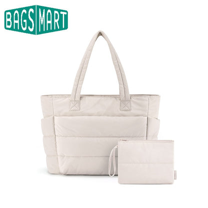 BAGSMART Women's Tote Bag Simple Travel Bag Casual Commuting Messenger Handbag Student College Shoulder Bag