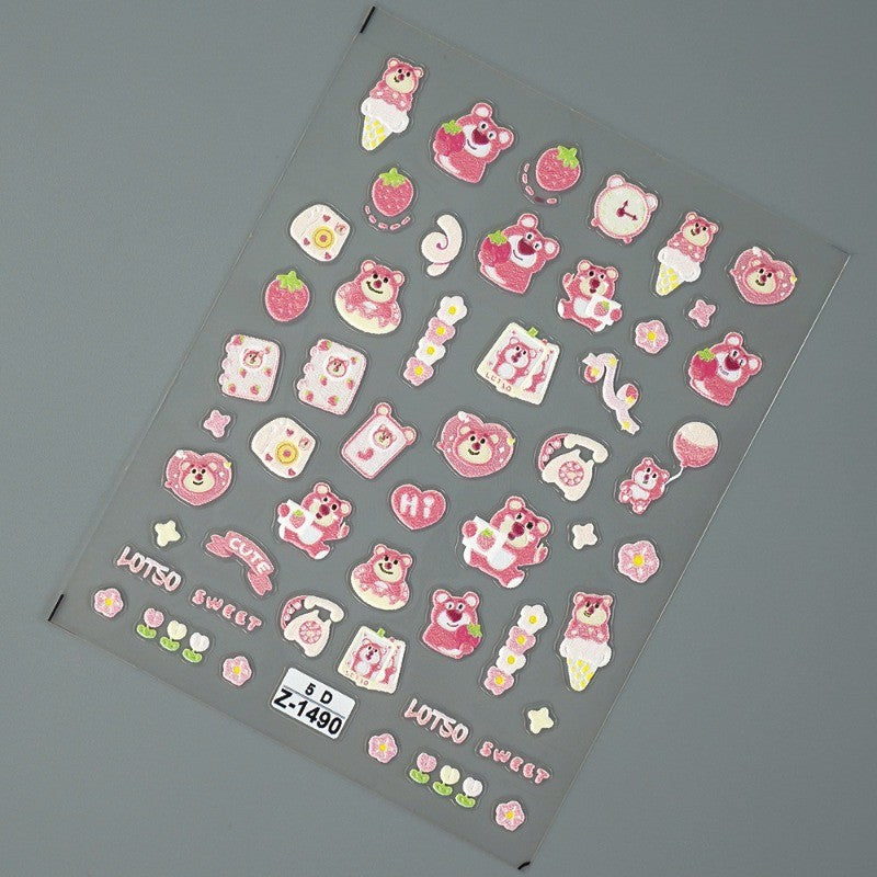 Adesivo de Arte para Unhas Disney Toy Story em Relevo 5D Desenho de Alienígena Lotso Decoração de Unhas Decalques Autoadesivos para Unhas DIY Decalque de Manicure