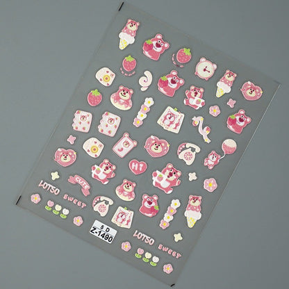 Adesivo de Arte para Unhas Disney Toy Story em Relevo 5D Desenho de Alienígena Lotso Decoração de Unhas Decalques Autoadesivos para Unhas DIY Decalque de Manicure